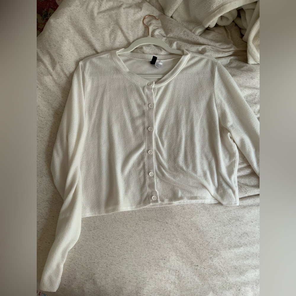 H&M Button Up white sweater shirt